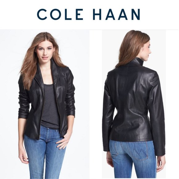 Cole Haan Leather Scuba Jacket